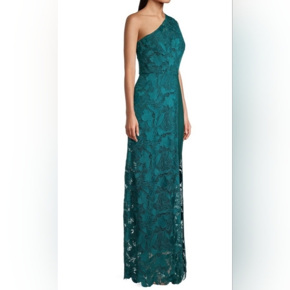 Kay Unger Embroidered One Shoulder Estrella Column Jumpsuit Size 12 - Picture 3 of 9